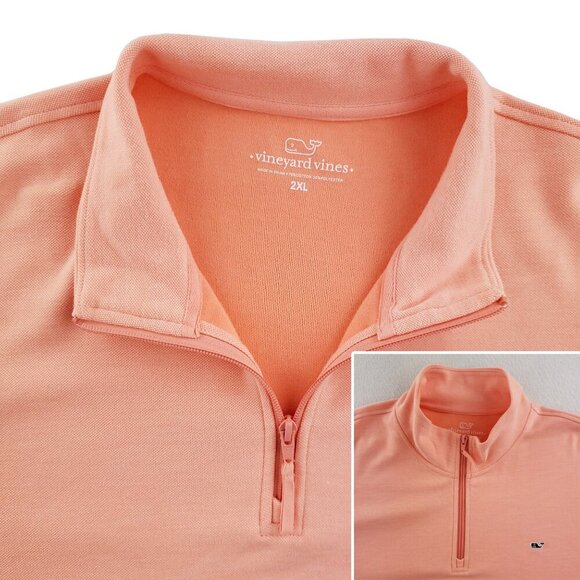 Vineyard Vines Shep Shirt Pullover 1/4 Zip Whale Salmon Men's 2XL - Picture 5 of 12